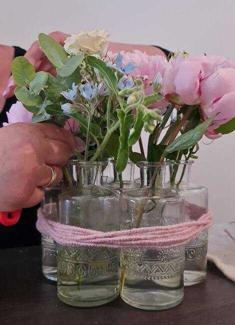 Bottle vases with pink flair 2