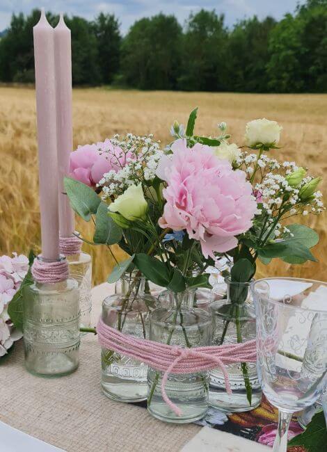 Bottle vases with pink flair 3