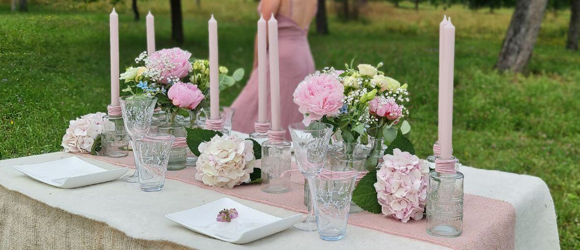 Bottle vases with pink flair Header