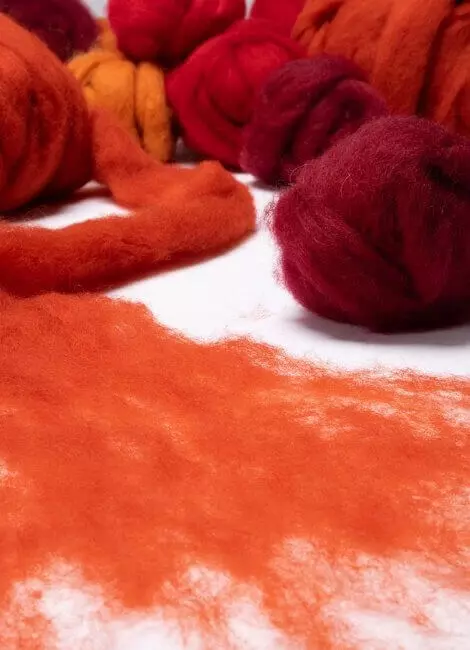 Felting wool red orange