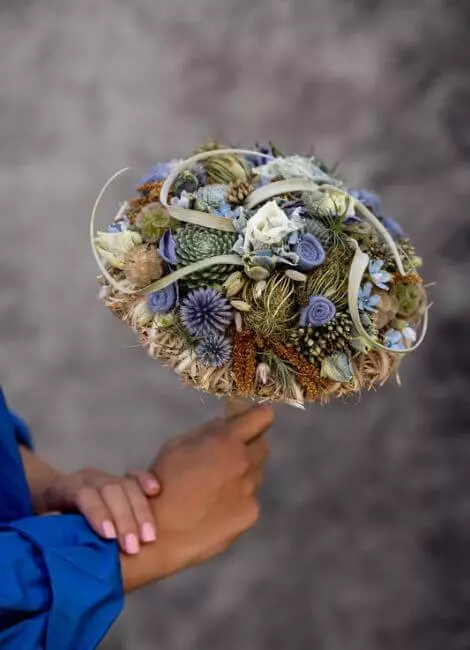 Natural bouquet with blue highlights